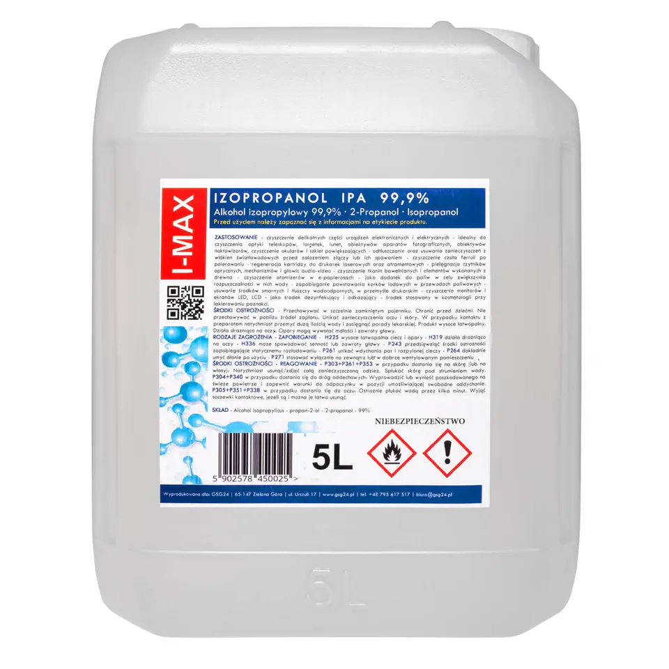 Alcohol isopropylique - Isopropanol - IPA - Isopropyle - 99,9% Zuiver -  1x1000ml Incl.