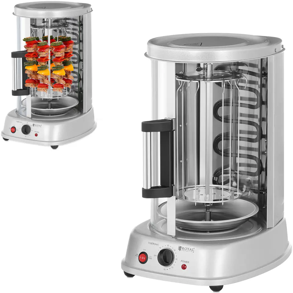 Royal Catering Rôtissoire Verticale Machine À Kébab Poulet Électrique  Appareil Mini Machine Grill Rotatif RCGV-1400 (3-en-1, 1 500 W, 120 °C  max.