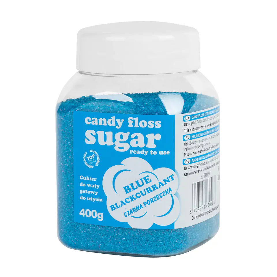 Colorful Sugar For Cotton Candy Blue Blackcurrant Flavor 400g Wassermaneu 6544