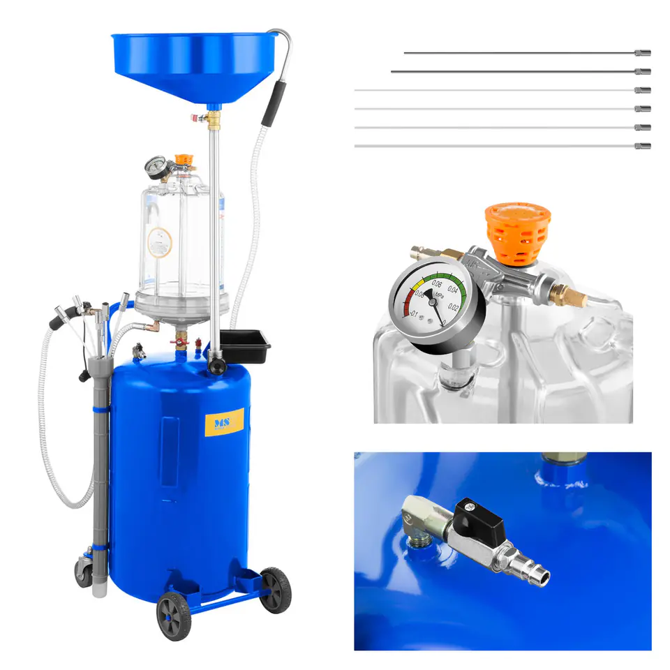 Tank oil suction machine for engine oil on wheels 9 bar 75 L MSW