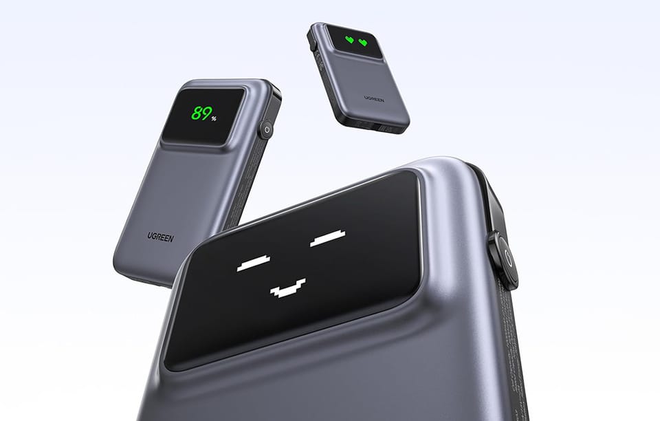 Powerbank 10000mAh Ugreen Uno PB511, 30W, wbudowany kabel USB-C (szary)