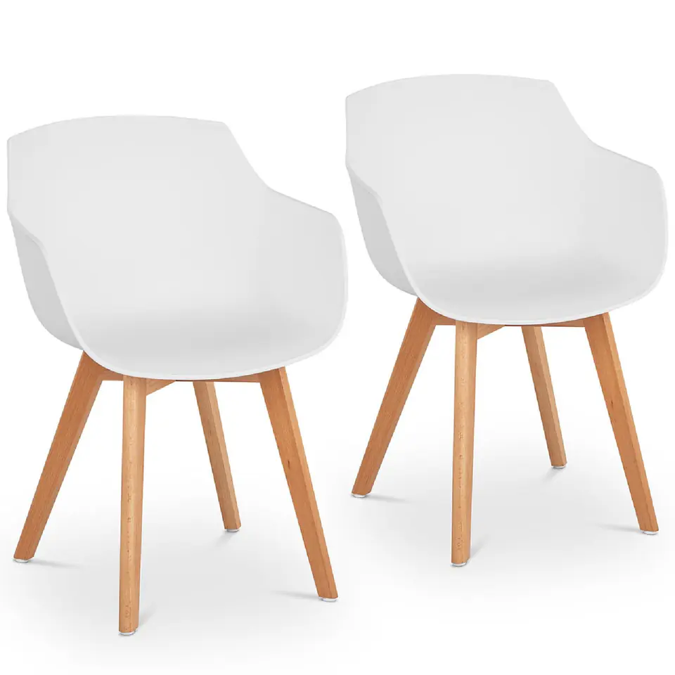 Scandinavian plastic bucket chair with wooden legs up to 150 kg 2 pcs. White Wasserman.eu