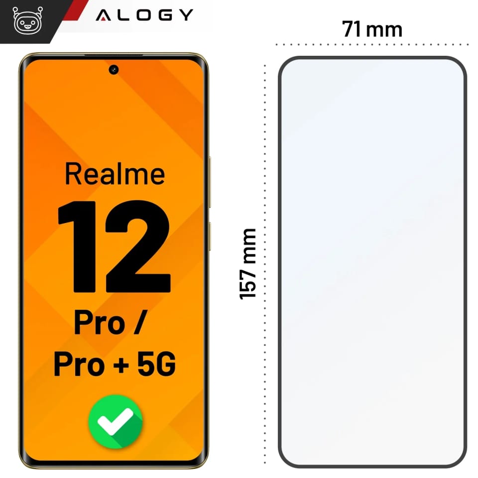 Szkło hartowane na ekran do etui Alogy Full Glue case friendly do Realme 12 PRO / Realme 12 PRO+ PLUS 5G