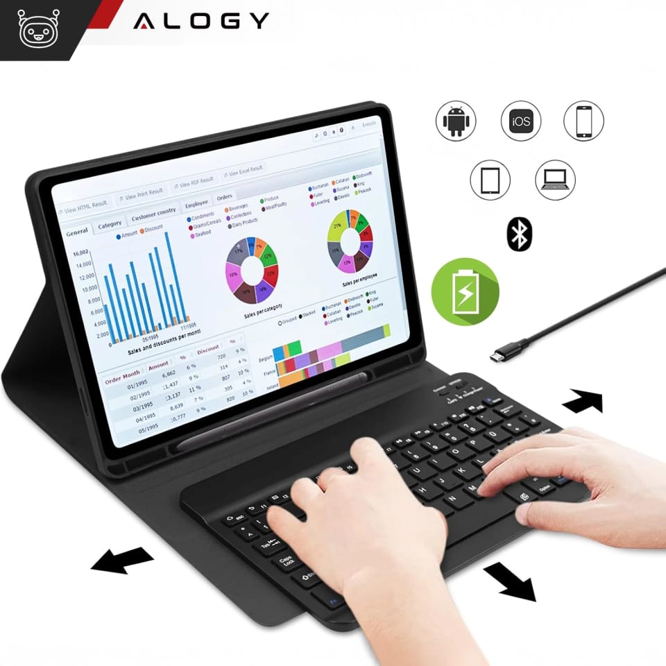 Etui z klawiaturą z miejscem na rysik do Samsung Galaxy Tab S9 FE 10.9" Alogy Keyboard Case Czarne