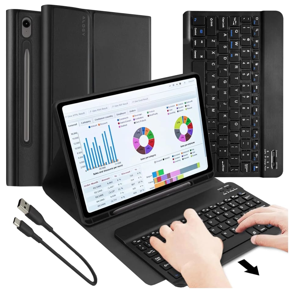 Etui z klawiaturą z miejscem na rysik do Samsung Galaxy Tab S9 FE 10.9" Alogy Keyboard Case Czarne