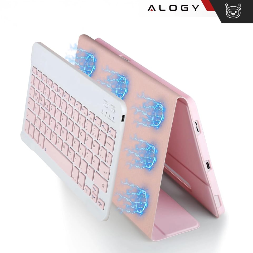 Etui z klawiaturą z miejscem na rysik do Samsung Galaxy Tab S9 FE 10.9" Alogy Keyboard Case z touchpadem Różowe