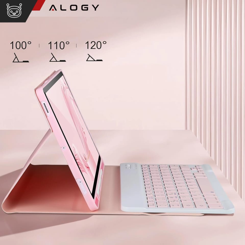 Etui z klawiaturą z miejscem na rysik do Samsung Galaxy Tab S9 FE 10.9" Alogy Keyboard Case z touchpadem Różowe