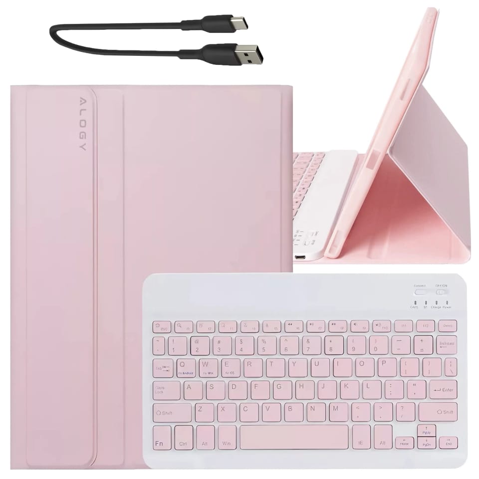 Etui z klawiaturą z miejscem na rysik do Samsung Galaxy Tab S9 FE 10.9" Alogy Keyboard Case z touchpadem Różowe