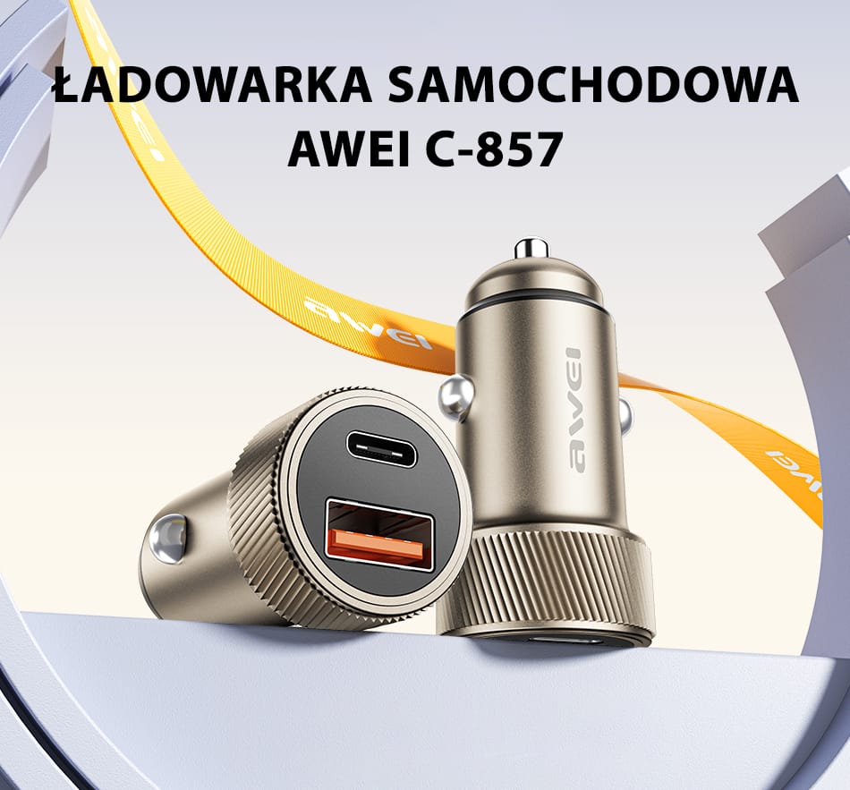 AWEI ład. sam. C-857 33W USB+USB-Cbrązowa/brown