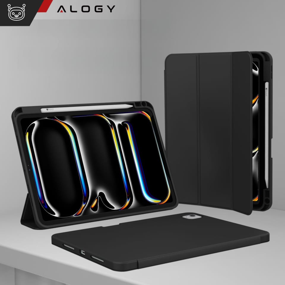 Etui ochronne z miejscem na rysik do Apple iPad Air 13" 2024/2025, iPad Pro 12.9" 2018-2022 Alogy Book Cover Case obudowa na tablet Czarne