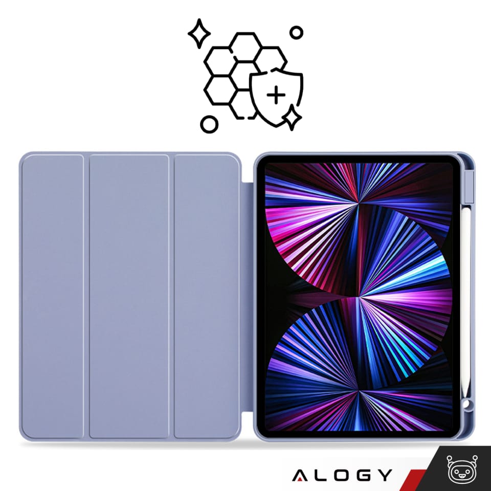 Etui ochronne z rysikiem do Apple iPad Air 13" 2024/2025, iPad Pro 12.9" 2018-2022 obudowa na tablet Fioletowe