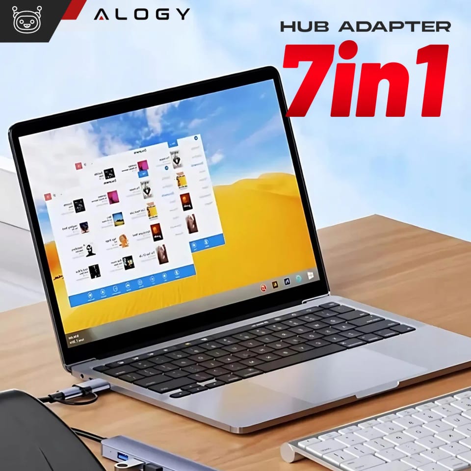 Adapter HUB 7w1 Alogy przejściówka USB-C / USB do USB 3.0 4x USB 2.0 2x USB-C 2.0