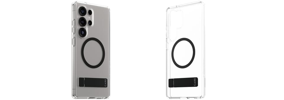 Etui CARE by PanzerGlass Feature Black   Kickstand & QI do Samsung Galaxy S25 Ultra przezroczysty