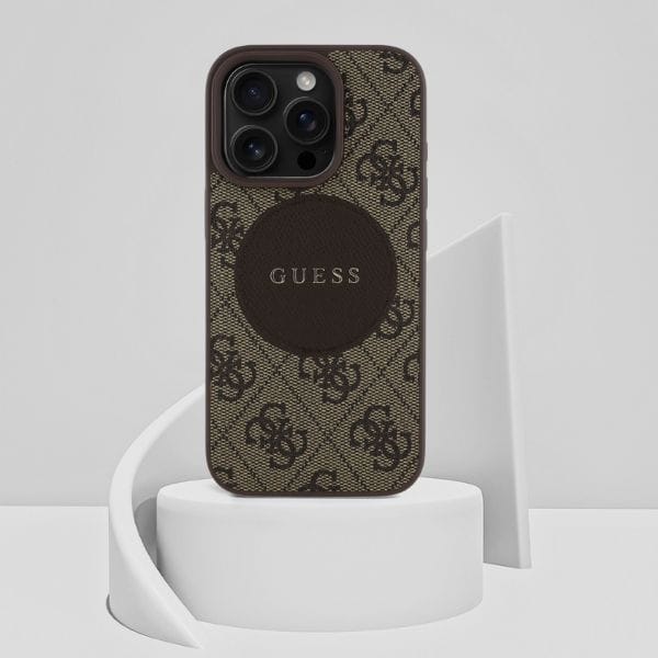 Etui Guess 4G Circle Classic Logo        MagSafe do iPhone 16 Pro Max brązowy
