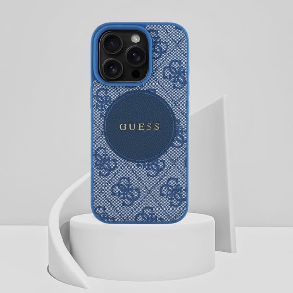Etui Guess 4G Circle Classic Logo        MagSafe do iPhone 16 Pro Max niebieski