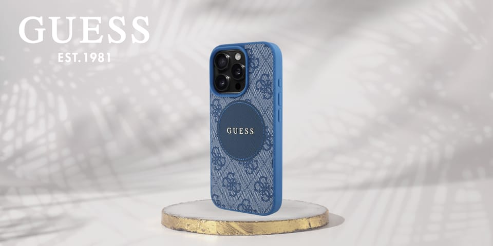 Etui Guess 4G Circle Classic Logo        MagSafe do iPhone 16 Pro Max niebieski