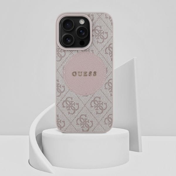 Etui Guess 4G Circle Classic Logo        MagSafe do iPhone 16 Pro różowy