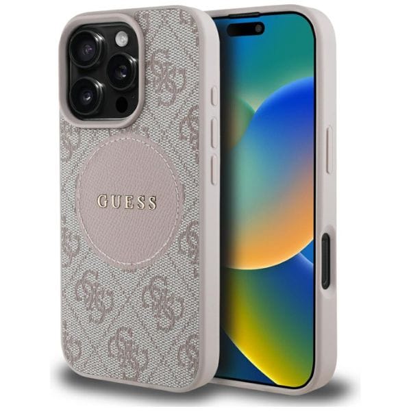 Etui Guess 4G Circle Classic Logo        MagSafe do iPhone 16 Pro różowy