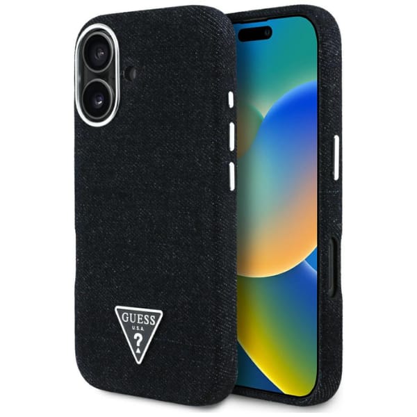 Etui Guess Denim Triangle Logo MagSafe   do iPhone 16 czarny