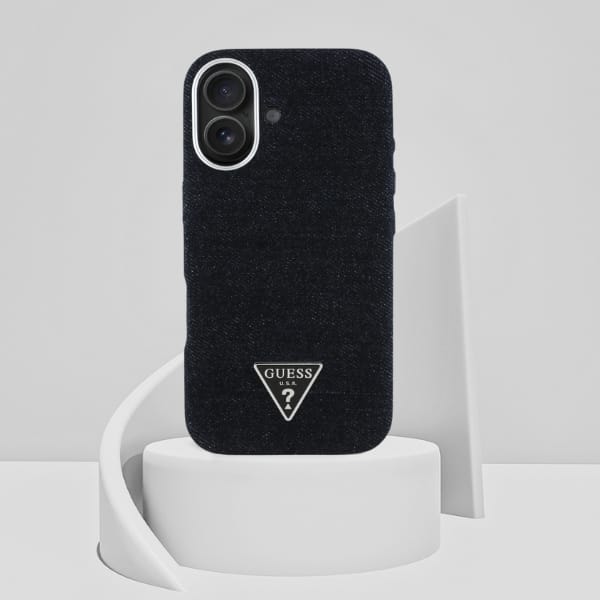 Etui Guess Denim Triangle Logo MagSafe   do iPhone 16 czarny