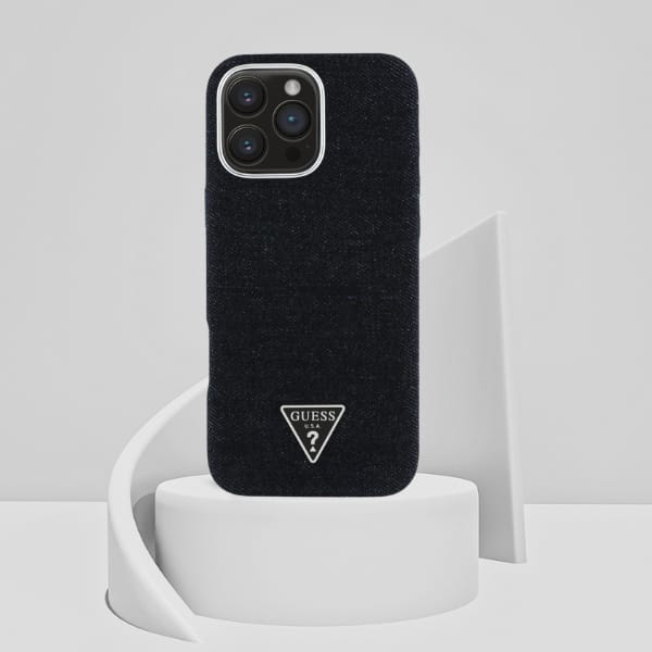 Etui Guess Denim Triangle Logo MagSafe   do iPhone 16 Pro Max czarny