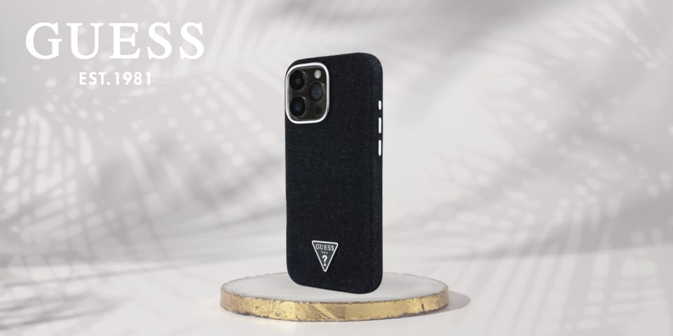 Etui Guess Denim Triangle Logo MagSafe   do iPhone 16 Pro Max czarny