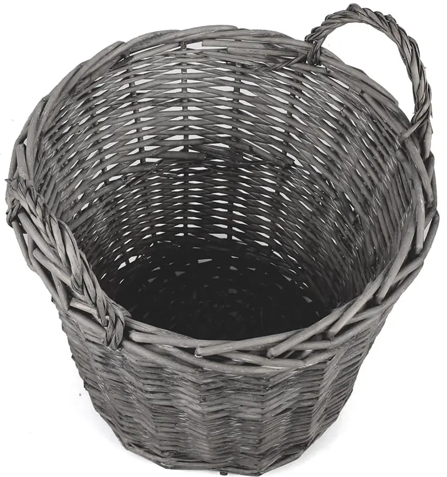 Kosz wiklinowy z uchwytami, szary (śr. 32 cm, wys. 33 cm)
