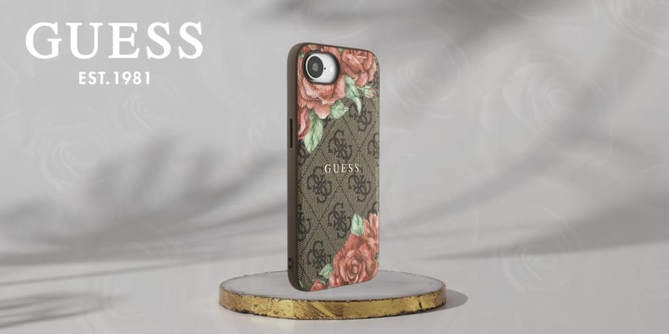 Etui Guess 4G Flowers Print MagSafe do   iPhone 16e brązowy
