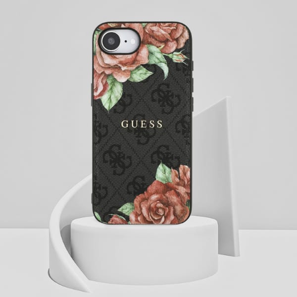 Etui Guess 4G Flowers Print MagSafe do   iPhone 16e czarny