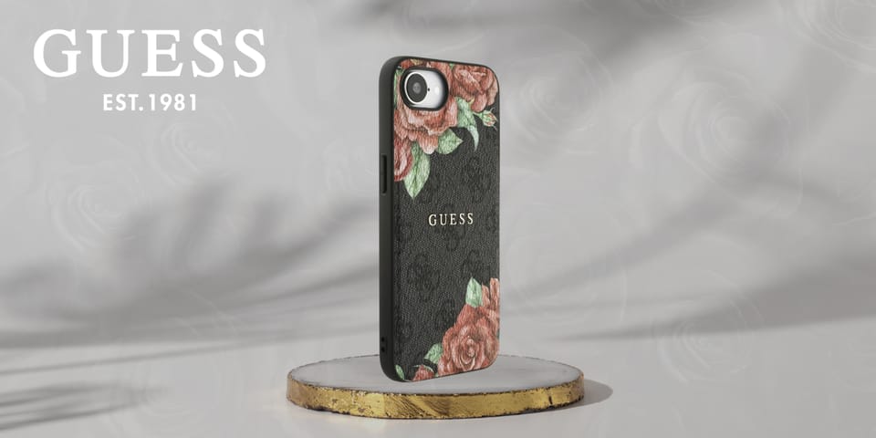 Etui Guess 4G Flowers Print MagSafe do   iPhone 16e czarny