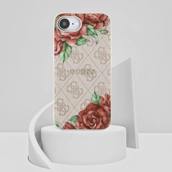 Etui Guess 4G Flowers Print MagSafe do   iPhone 16e różowy