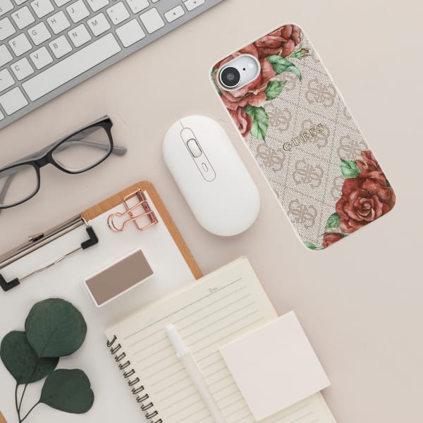 Etui Guess 4G Flowers Print MagSafe do   iPhone 16e różowy