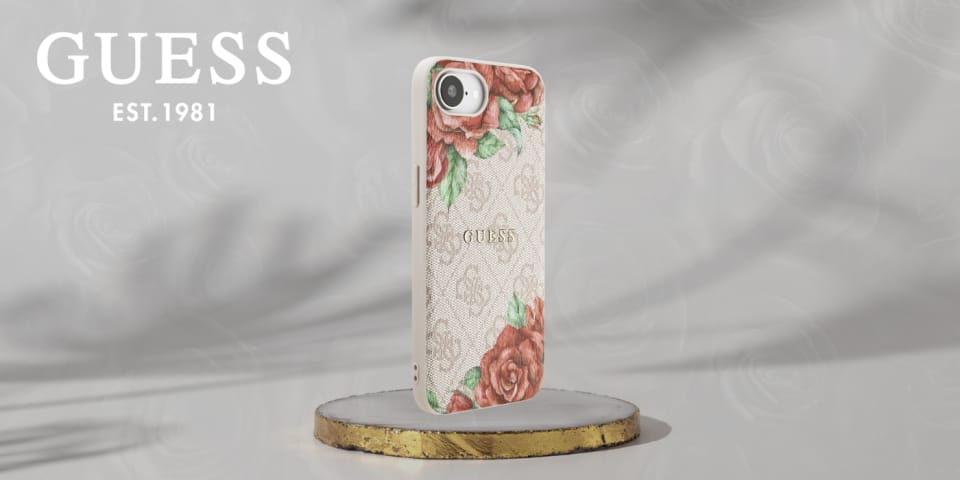 Etui Guess 4G Flowers Print MagSafe do   iPhone 16e różowy