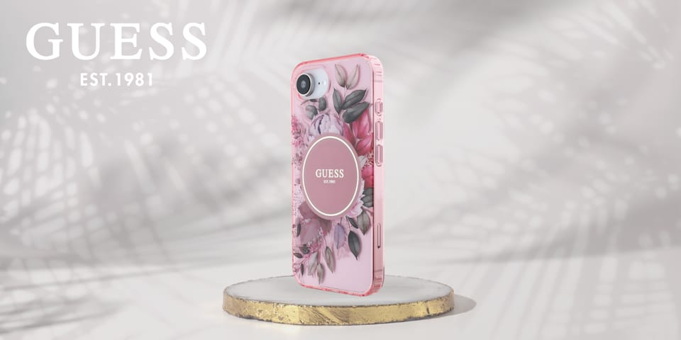 Etui Guess IML Flowers MagSafe do iPhone 16e różowy