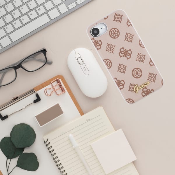 Etui Guess Peony Script Logo MagSafe do  iPhone 16e brązowy