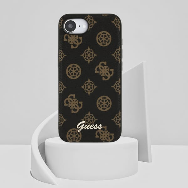 Etui Guess Peony Script Logo MagSafe do  iPhone 16e czarny