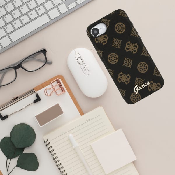 Etui Guess Peony Script Logo MagSafe do  iPhone 16e czarny