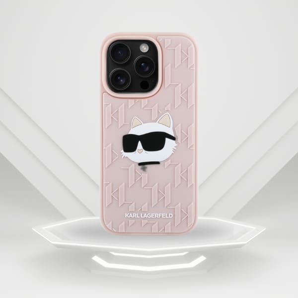 Etui Karl Lagerfeld 3D Rubber Monogram   & Choupette do iPhone 16 Pro Max różowy