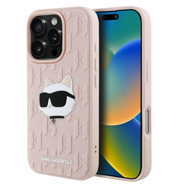 Etui Karl Lagerfeld 3D Rubber Monogram   & Choupette do iPhone 16 Pro Max różowy