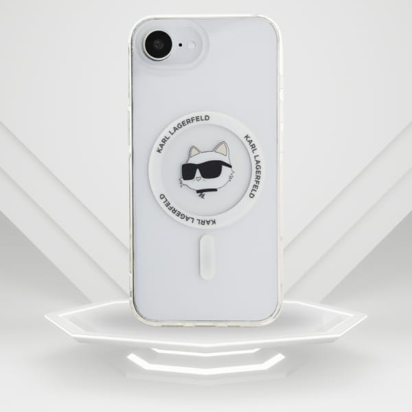 Etui Karl Lagerfeld IML Metal Choupette  Head MagSafe do iPhone 16e biały