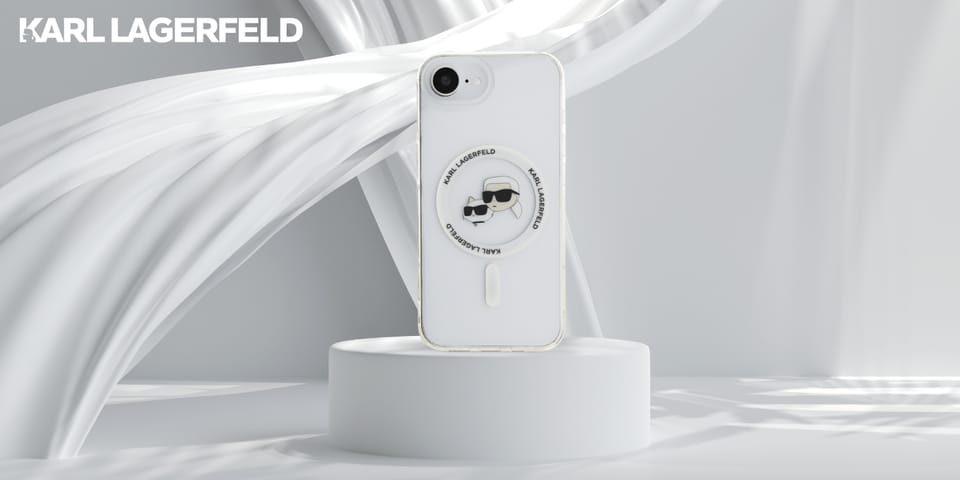 Etui Karl Lagerfeld IML Metal Karl &     Choupette Heads MagSafe do iPhone 16e biały