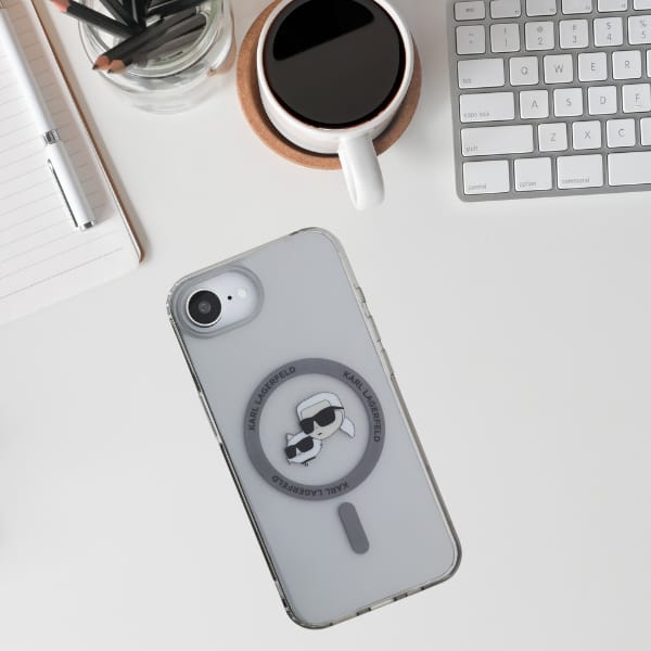 Etui Karl Lagerfeld IML Metal Karl &     Choupette Heads MagSafe do iPhone 16e czarny