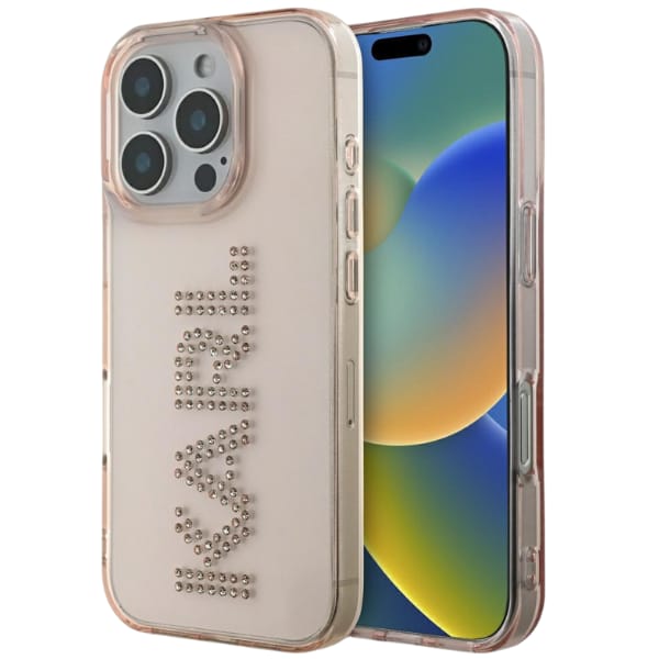 Etui Karl Lagerfeld IML Rhinestones Logo do iPhone 16 Pro różowy