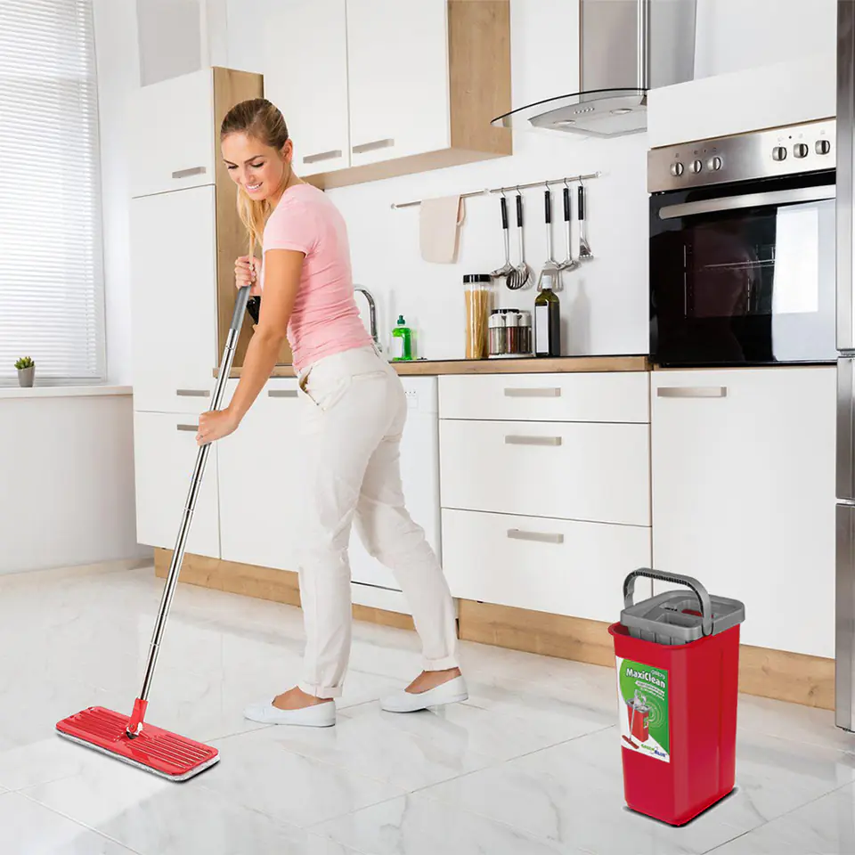 Microfiber Mopping System, Dual Mop Bucket