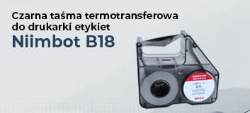 taśma termotransferowa, niimbot b18, etykiety do druku, czarna taśma, drukarka termiczna, trwały nadruk, rolka etykiet, kod qr