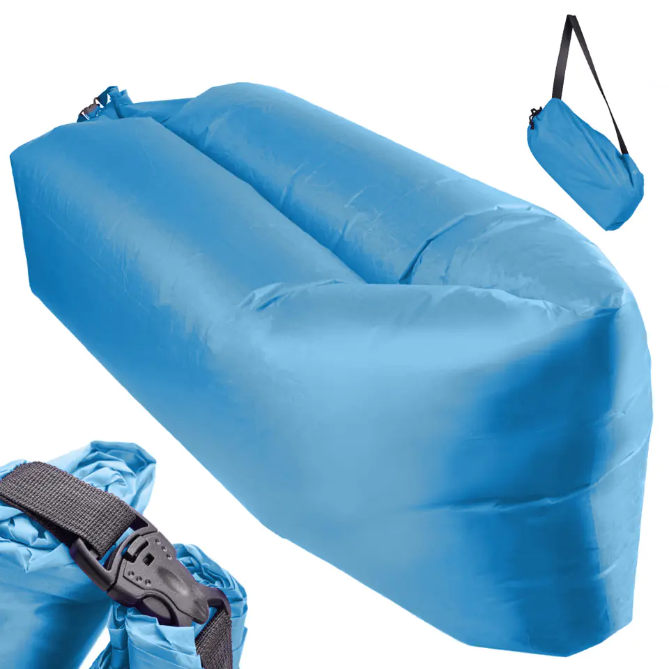 SOFA materac łóżko leżak na powietrze błękitny 230x70cm