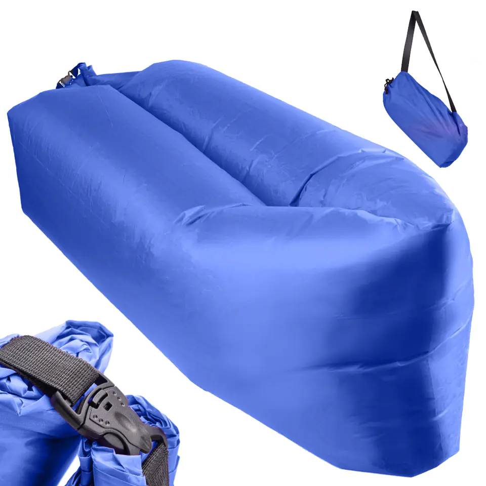 SOFA materac łóżko leżak na powietrze granatowy 230x70cm