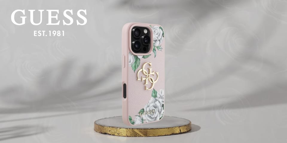 Etui Guess Grained Roses Big 4G logo do  iPhone 16 Pro różowy