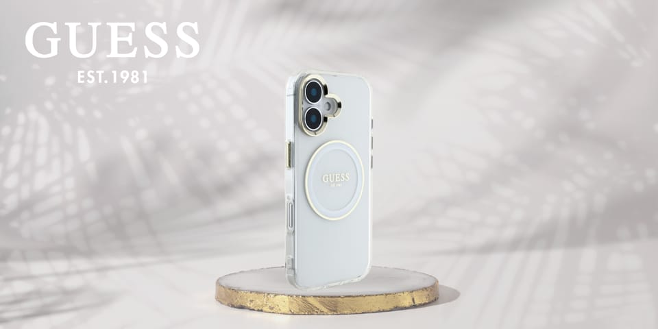 Etui Guess IML Metal Colored Circle      Classic Logo MagSafe do iPhone 16 biały
