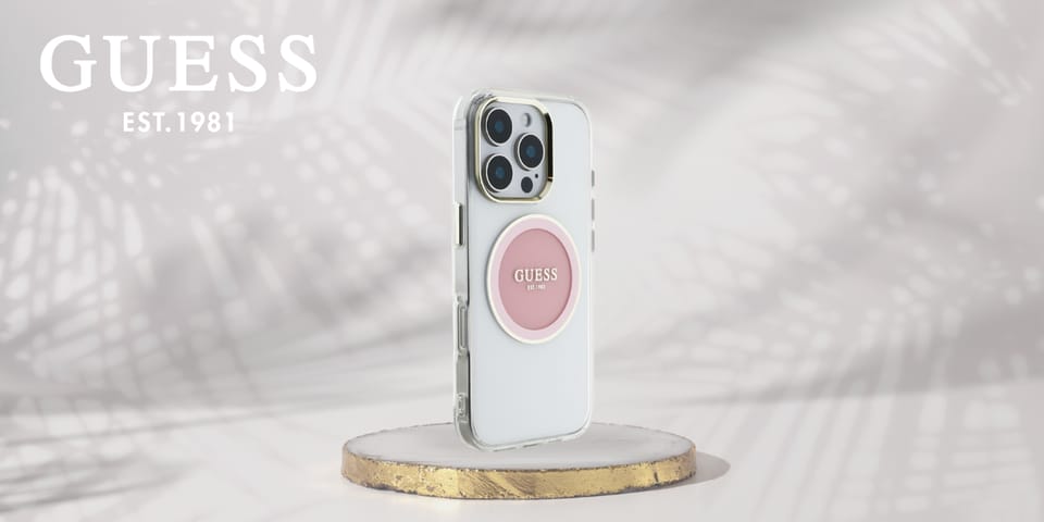 Etui Guess IML Metal Colored Circle      Classic Logo MagSafe do iPhone 16 Pro Max różowy
